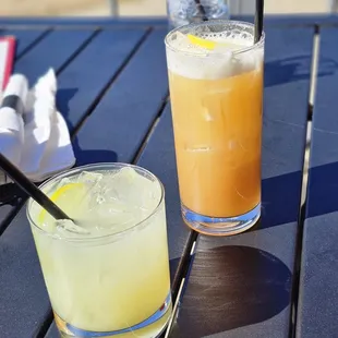 two drinks on a table