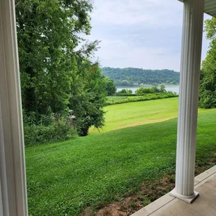 The view from the front porch of our room. The Ohio River in the distance.