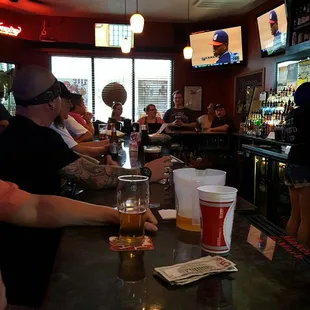 Hanging with friends having drinks.