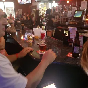 Having fun at the bar!