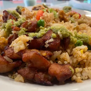 a plate of rice and beans