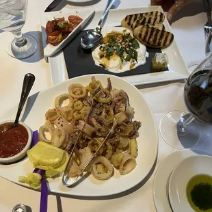 Calamari Fritti, burrata