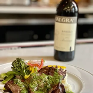 Filet Mignon Special and a nice bottle of Malgra Barolo