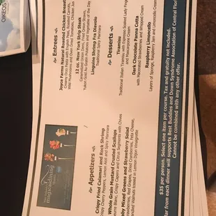 Magical dinning menu