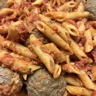 Penne Bolognese with Meatballs