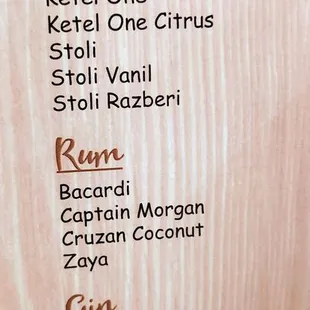 menu