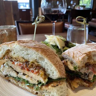 Chicken panini and salad - freshly cooked chicken breasts- delicious