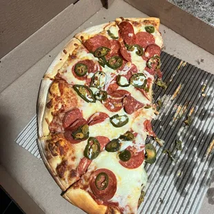 Pepperoni &amp; Jalapeño Pizza (sorry- left over and cold the following day)