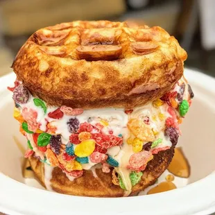 Morning Cereal Sammie with Fruity Pebbles Ice Cream