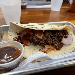 Smoked brisket taco