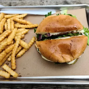Cheese Burger and fries. Very good.