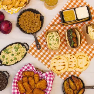 a variety of food on a table