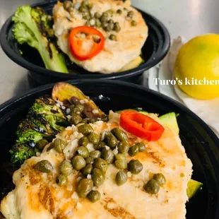two plates of chicken picata