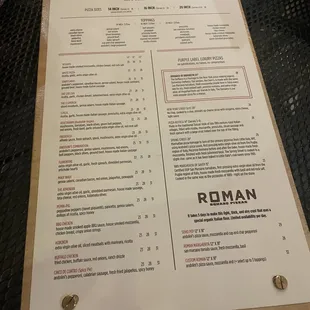 menu