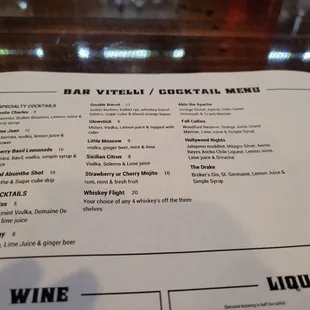menu