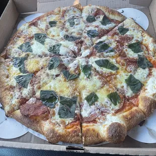 14&quot; inch Demarco of Brooklyn pizza with pepperoni  with light sauce.