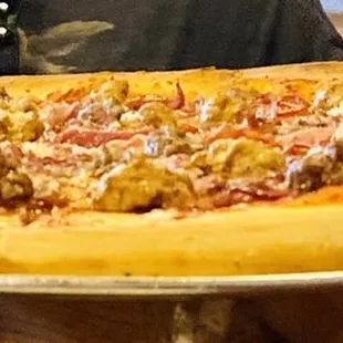 Floating gigantic pizza