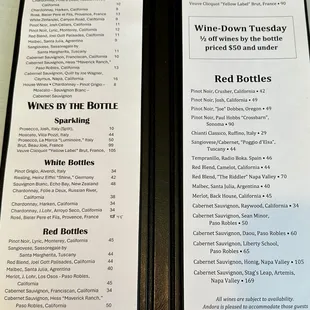 April 2024 wine list