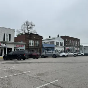 The downtown area where the diner is located