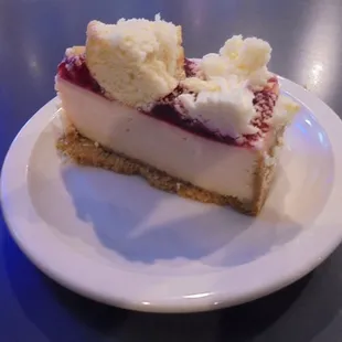 Raspberry donut cheesecake.