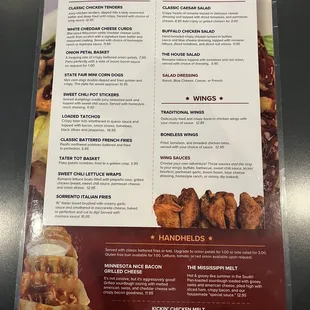 menu, chicken wings and fried chicken