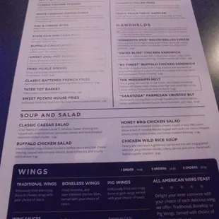 Front of the menu.