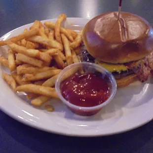 The Guild Burger with fries.