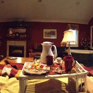 From our honeymoon - 11/2012. Breakfast in bed with apricot-stuffed French toast.