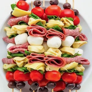 Fresh choices of salami, cheese and salads
