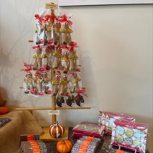a christmas tree made of chocolates