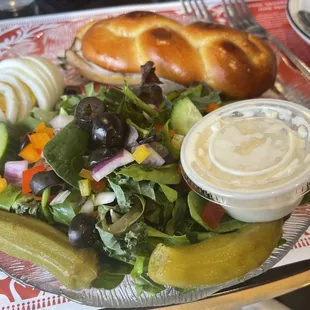 My turkey sandwich with a side of the salad (w/o the protein; they had shrimp on it for one of the entree choices of the day)