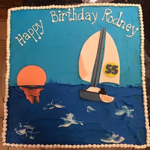 Birthday cake, buttercream, fondant elements