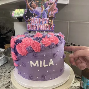 Cake topper was our own, but Andrea offered more Encanto themed cakes, we chose a simpler cake as we already had a topper.