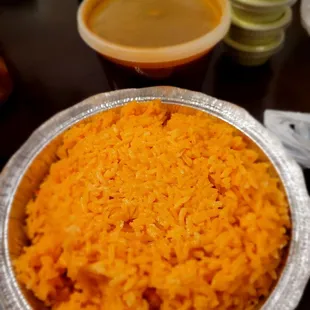 Rice and Beans and green sauce