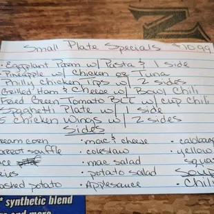Daily specials