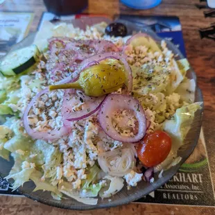Small Greek salad, as part of the Taste of Greece platter