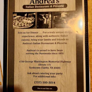menu
