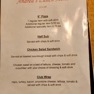 menu