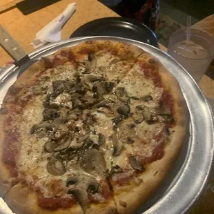 a mushroom pizza