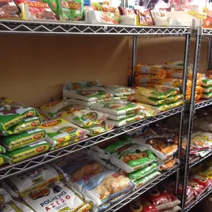 shelves of food and snacks