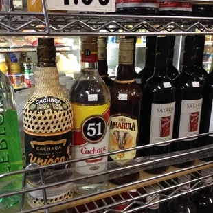 a variety of alcohol bottles