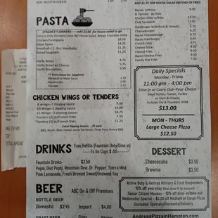 Menu back