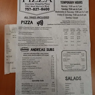 Menu front