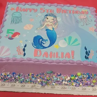 Ube Cake with edible topper and sprinkles