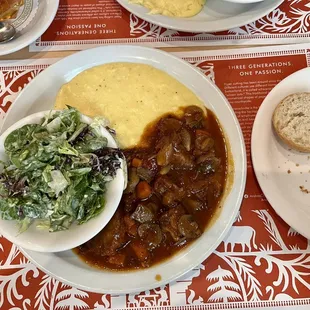 Beef Bourguignon, with creamy polenta and green salad- one of the specials the day we went.
