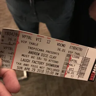 a ticket for a concert
