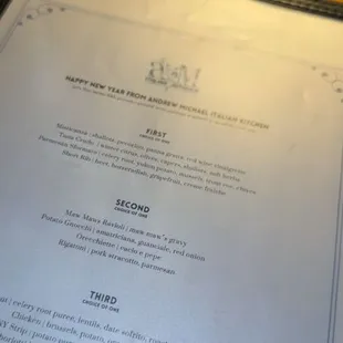 NYE menu