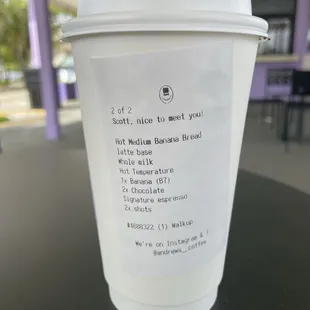 Hot Banana Bread Latte