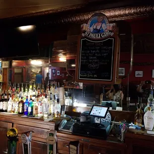 a bar full of liquor bottles