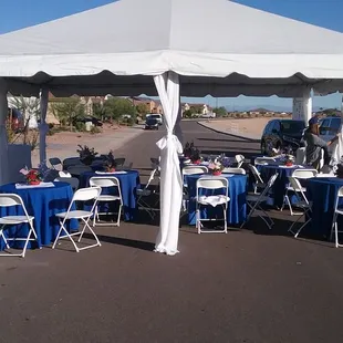 We set up  chairs, linens, tables, and tent. Because your event is worth it!